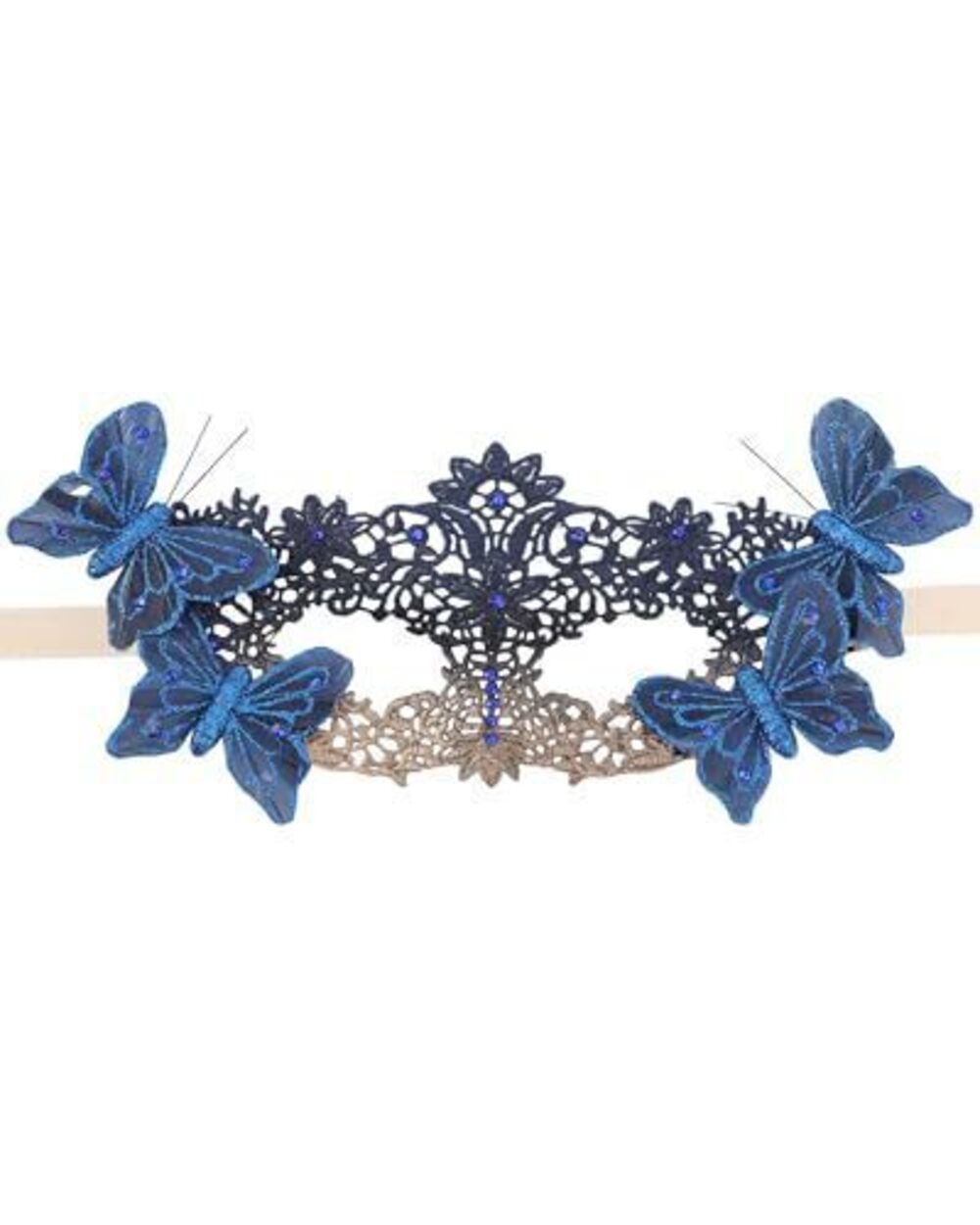 3983 Lace Masquerade Masks - Elegant Gold Blue Venetian Mask with 4